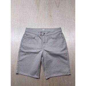Lee Riders Womens Shorts 6M Midrise Bermuda Medium Wash Denim Beige